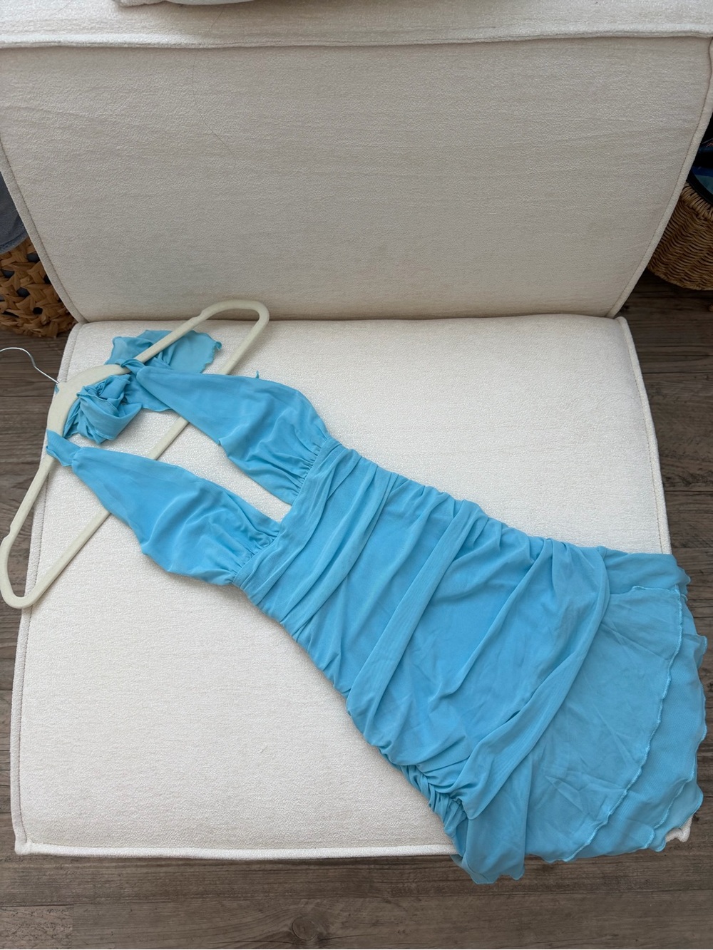On Vacation Halter Mini Dress Aqua Blue (white fox boutique - XS)